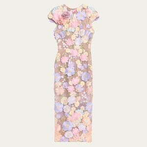 ❌SOLD❌Bronx and Banco Jasmine Floral Embroidered Midi Sheath Dress size Large